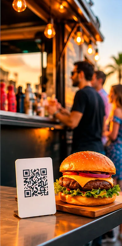 Código QR en la barra de un food truck